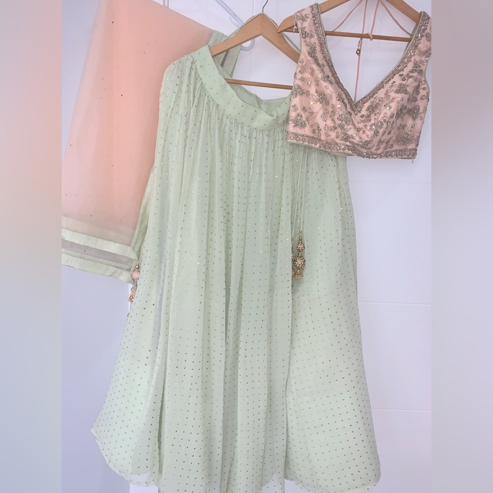 Mint green lengha